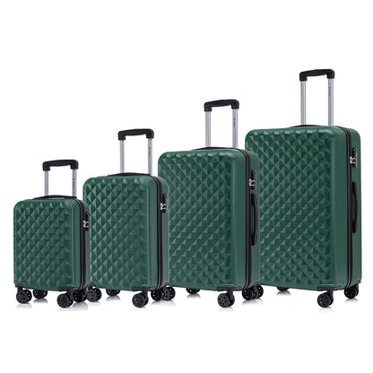 YONSLY® Suitcase Set, Trolley Travel Suitcase, Spinner Carry-on Luggage, Suitcase Set, Luggage Set with 360° Wheels, Hardshell Travel Suitcase, Combination Lock, Soft Rubber Handle (4-Piece Set, S,M,L&XL)