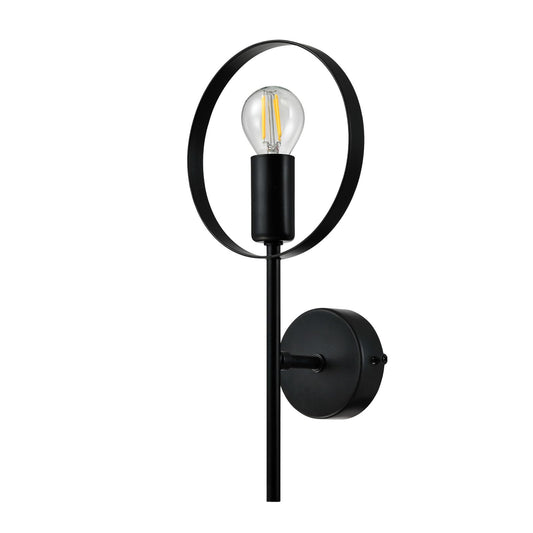 LQWELL® E14 Wall Light, Indoor Wall Lamp 1-Bulb Wall Lighting Wall Spot in Modern Industrial Style, for Bedroom Living Room Studio Hotel Staircase, Matte Black, Bulb Not Included