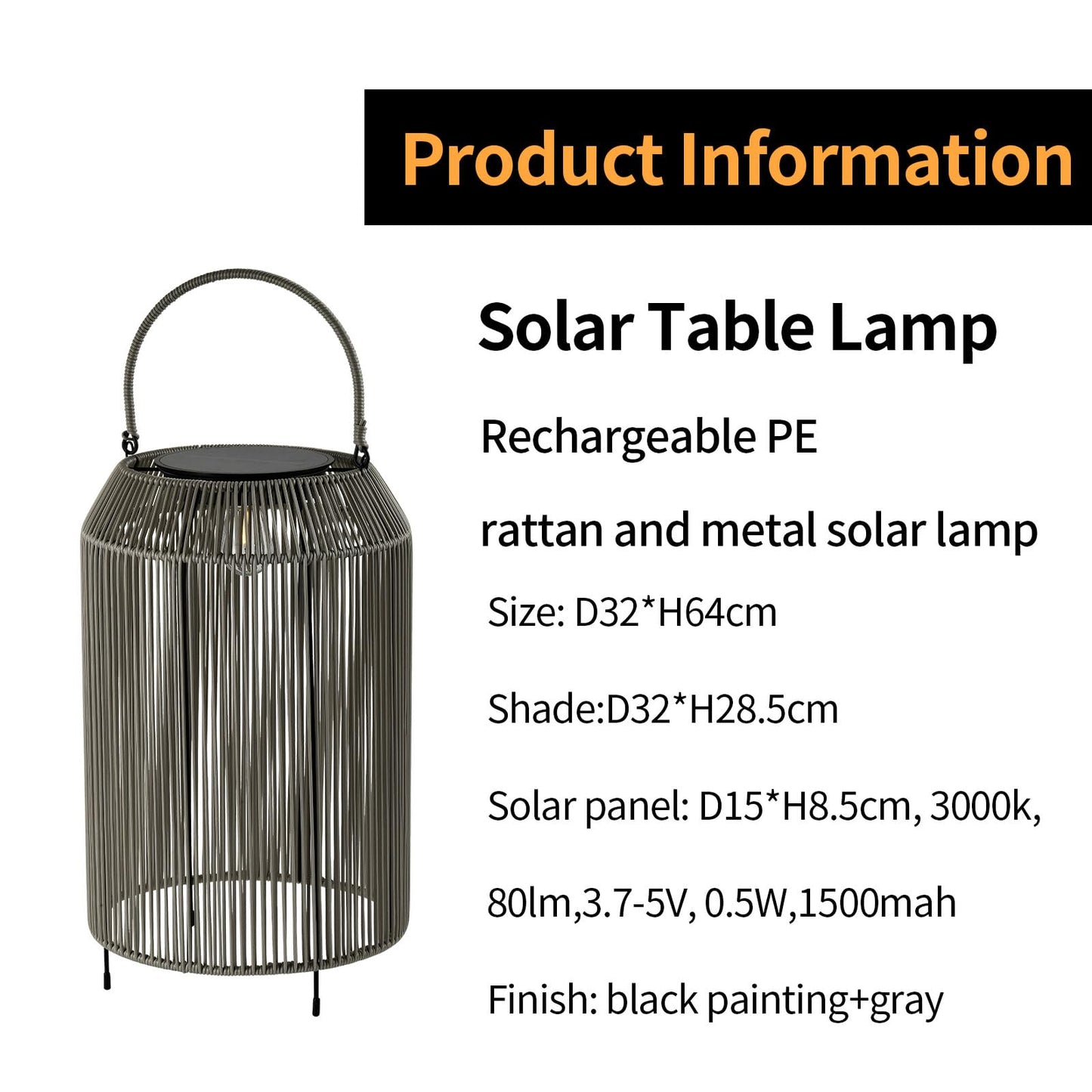 LQWELL® Outdoor Solar Lantern, 2-in-1 Solar & USB Charging, Solar Lamps Table Lamp, Rattan Indoor Decorative Night Light with Charging Cable for Garden, Balcony, Camping, Bedroom