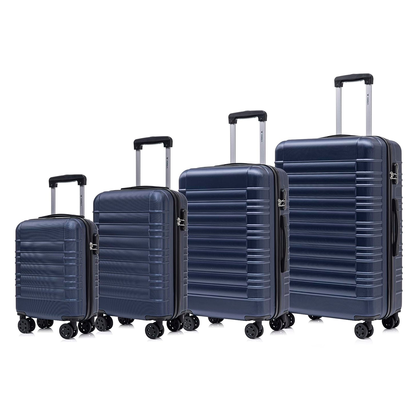 YONSLY® Suitcase Set, Trolley Travel Suitcase, Spinner Carry-On, Luggage Set with 360° Wheels, Hardshell Suitcase, Combination Lock, Soft Rubber Handle (4-Piece Set, S,M,L&XL)