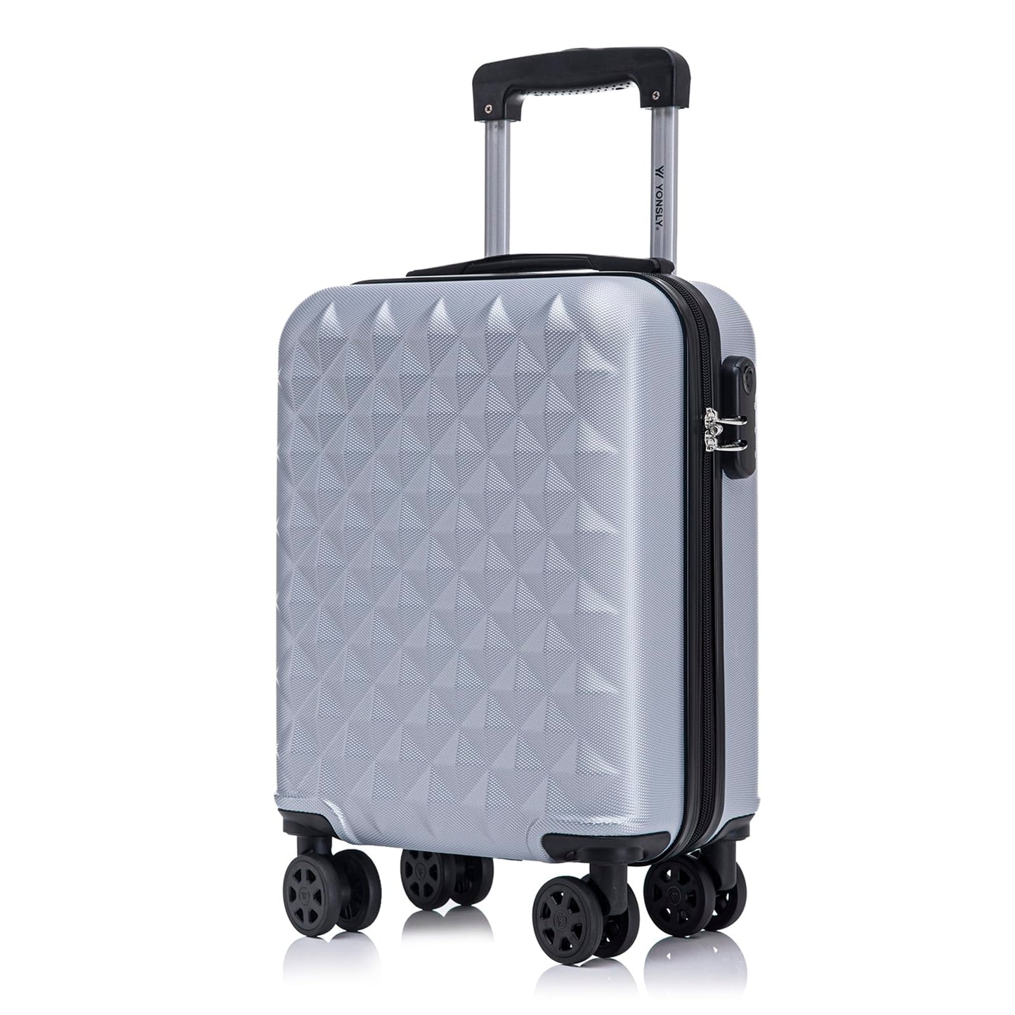 YONSLY® Suitcase, Trolley Travel Suitcase, Cabin Case Rolling Luggage Hand Luggage with 4 360° Wheels, Hard Shell Travel Suitcase, Combination Lock, Soft Rubber Handle