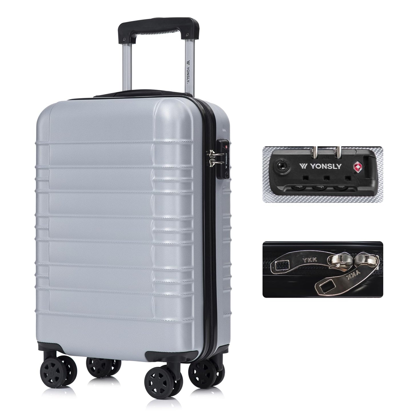YONSLY® Premium Luggage TSA Lock, YKK Zipper Hardside Suitcase Carry-On Rolling Luggage Spinner 4 Wheels