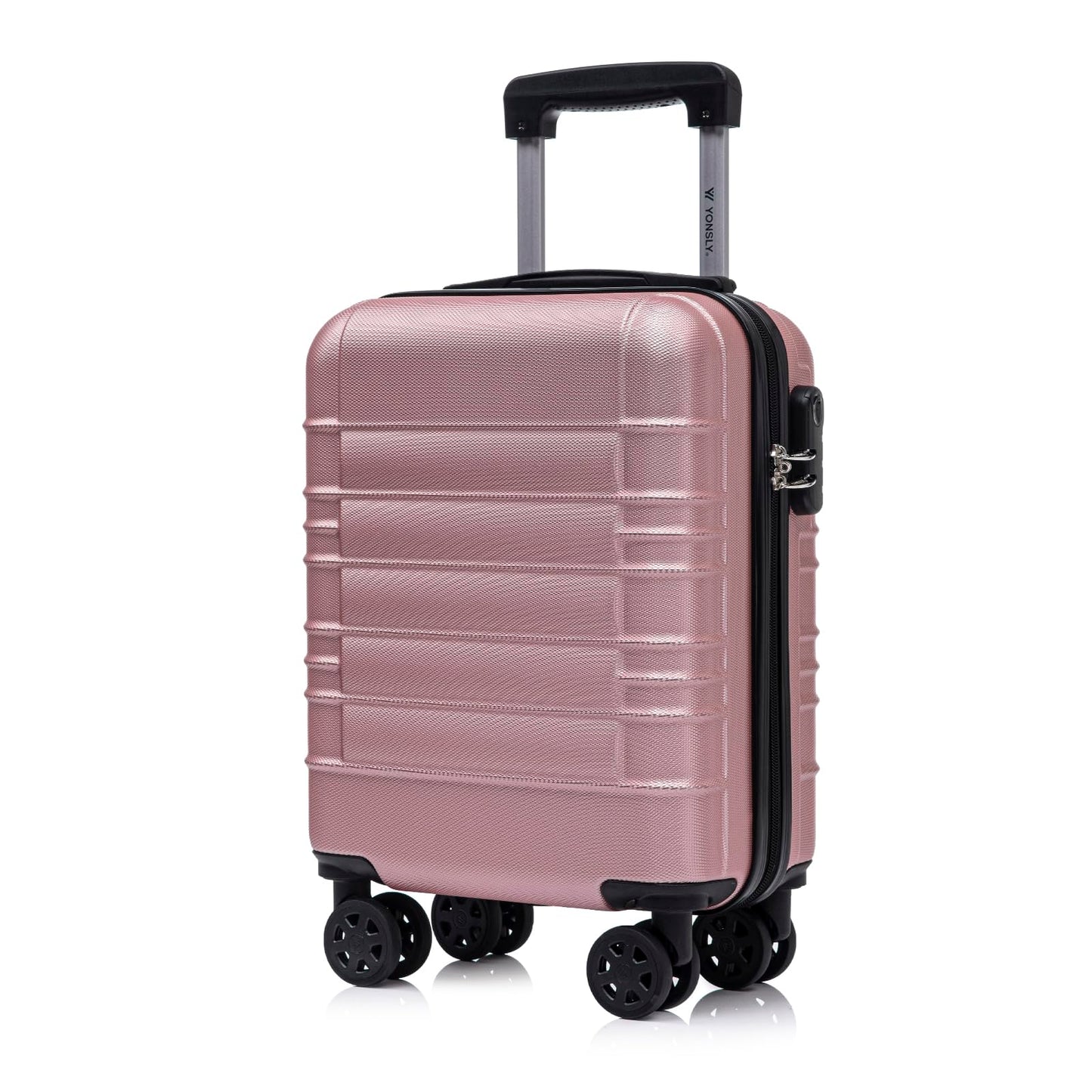YONSLY® Suitcase, Trolley Suitcase, Cabin Luggage with 4 360° Wheels, Hardshell Suitcase, Combination Lock, Soft Rubber Handle
