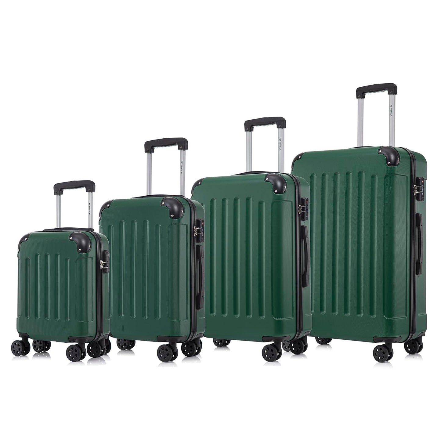 YONSLY® Premium Luggage, TSA Lock YKK Zipper Hardside Suitcase Trolley Cabin Luggage Roller Suitcase Carry-On 4 Wheels (S-M-L-XL-Set)