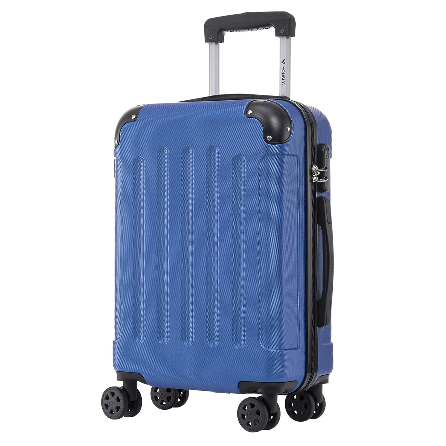 YONSLY® Trolley Suitcase, Travel Suitcase, Carry-On Suitcase, Hardshell Suitcase with 4 360° Wheels, Combination Lock, Soft Rubber Handle for Travel, Camping