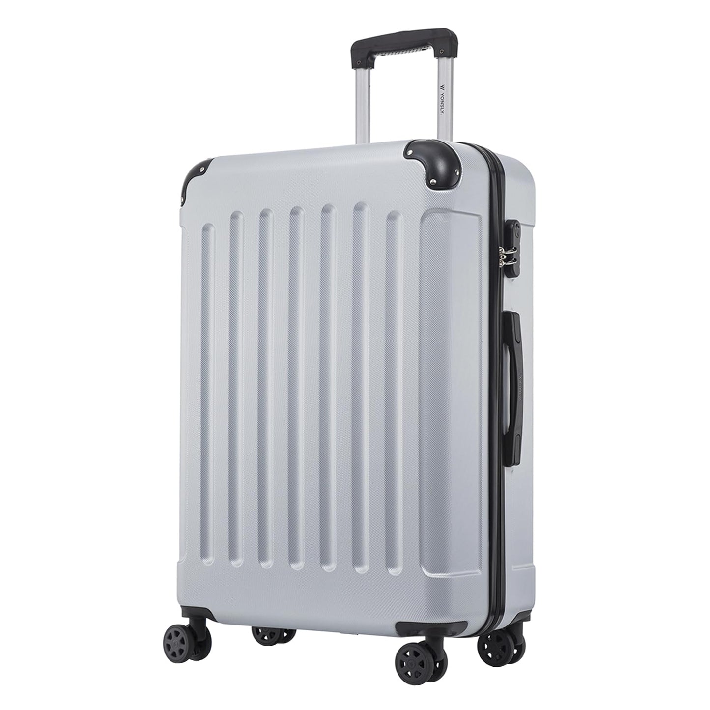 YONSLY® Trolley Suitcase, Travel Suitcase, Carry-On Suitcase, Hardshell Suitcase with 4 360° Wheels, Combination Lock, Soft Rubber Handle for Travel, Camping