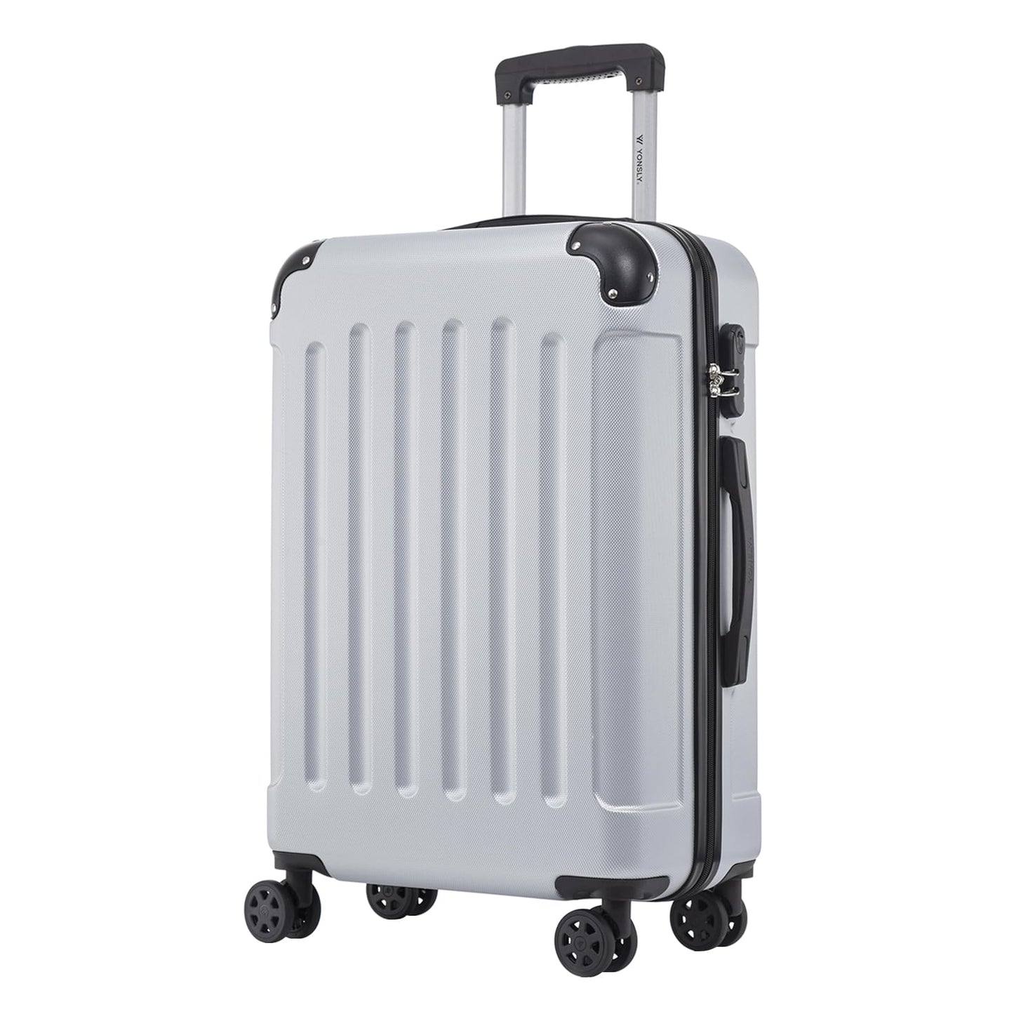 YONSLY® Trolley Suitcase, Travel Suitcase, Carry-On Suitcase, Hardshell Suitcase with 4 360° Wheels, Combination Lock, Soft Rubber Handle for Travel, Camping