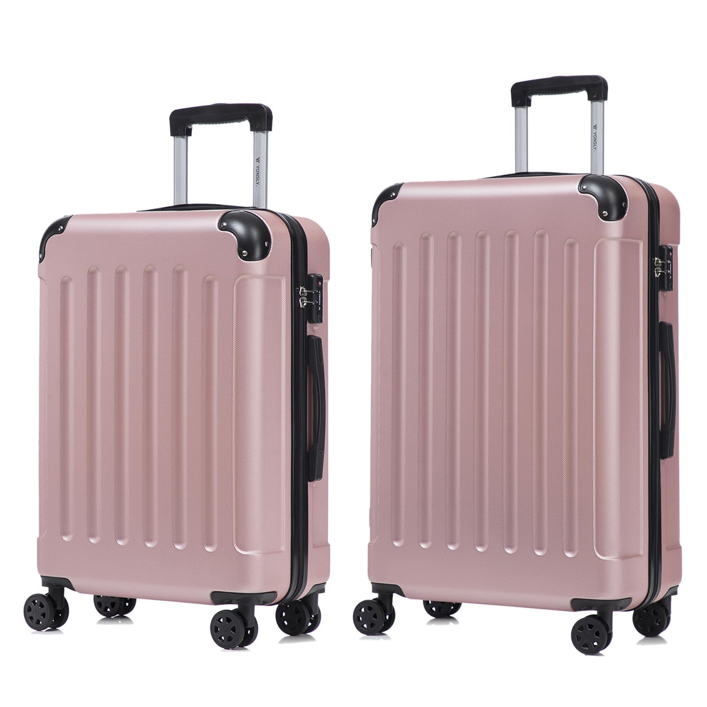 YONSLY® Premium Travel Suitcase TSA Lock, YKK Zipper Hardshell Suitcase Trolley Cabin Suitcase Rolling Suitcase Hand Luggage 4 Wheels (L-XL-Set)