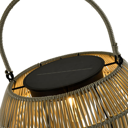 LQWELL® Outdoor Solar Lantern, 2-in-1 Solar & USB Charging, Solar Lamps Table Lamp, Rattan Indoor Decorative Night Light with Charging Cable for Garden, Balcony, Camping, Bedroom