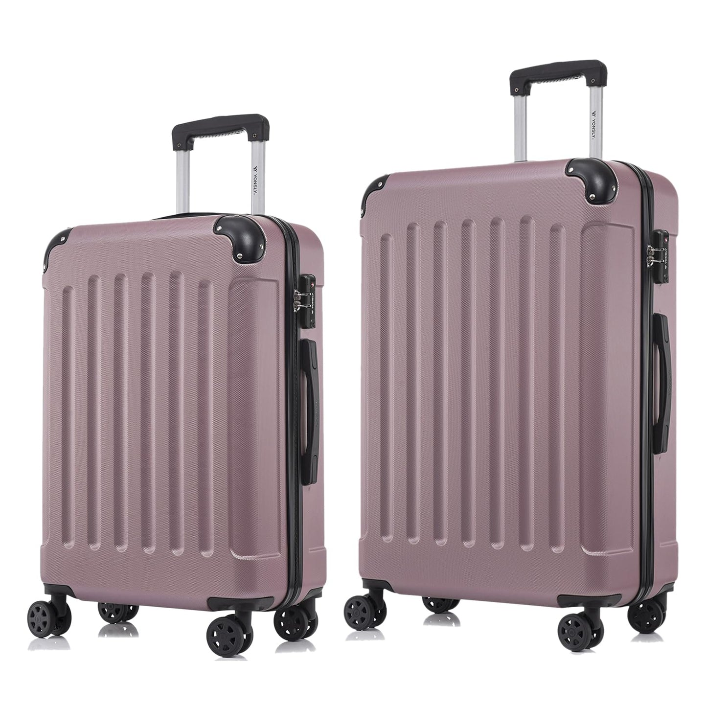 YONSLY® Premium Travel Suitcase TSA Lock, YKK Zipper Hardshell Suitcase Trolley Cabin Suitcase Rolling Suitcase Hand Luggage 4 Wheels (L-XL-Set)