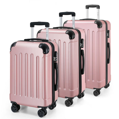 YONSLY® Luggage Set Suitcase, Travel Suitcase, Trolley Case Carry-On, Hardshell Travel Suitcase with 360° Spinner Wheels, Combination Lock, Multi-Stage Telescopic Handle (M-L-XL-Set)