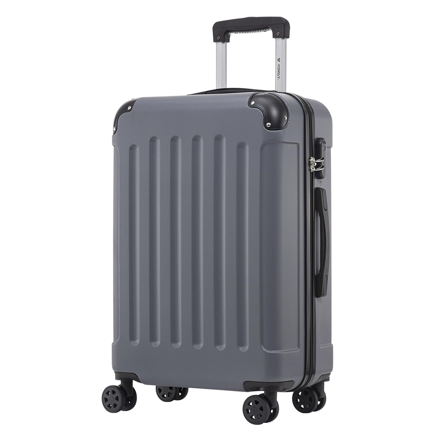 YONSLY® Trolley Suitcase, Travel Suitcase, Carry-On Suitcase, Hardshell Suitcase with 4 360° Wheels, Combination Lock, Soft Rubber Handle for Travel, Camping
