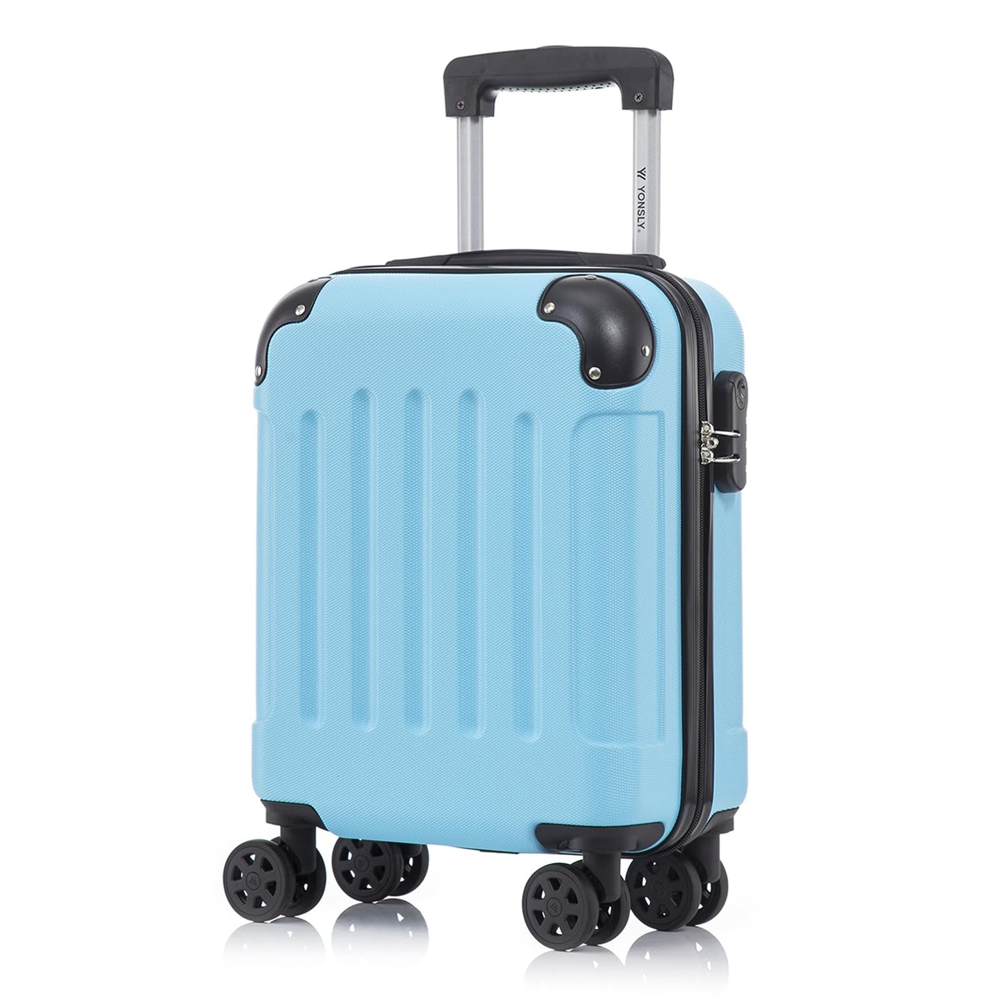 YONSLY® Suitcase, Trolley Travel Suitcase, Rolling Carry-on Luggage with 4 360° Wheels, ABS Hardshell, Security Lock, Soft Rubber Handle, 210D Lining