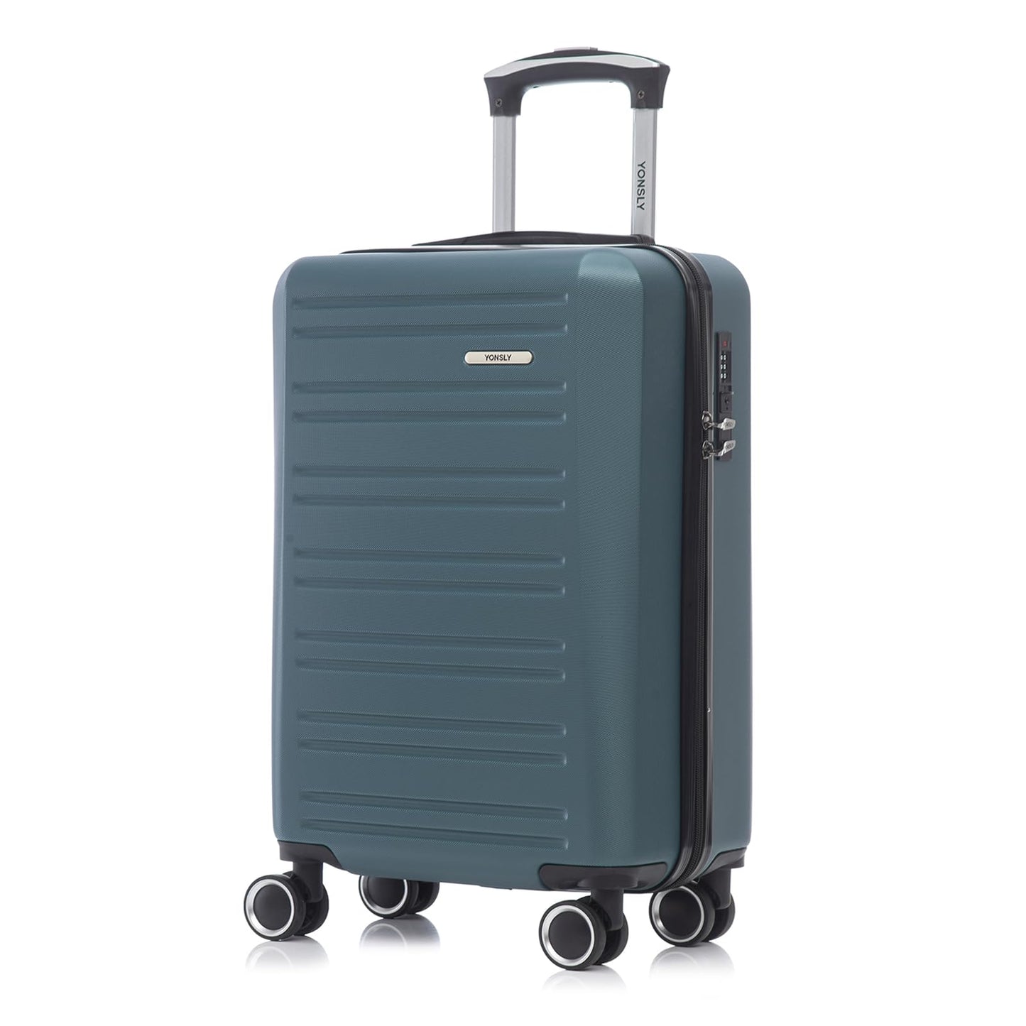 YONSLY® Koffer Suitcase, Trolley Reisekoffer, Rollkoffer Handgepäck Kabinenkoffer mit 4 Rollen 360°, Hartschalenreisekoffer, Zahlenschloss, Weicher Gummigriff