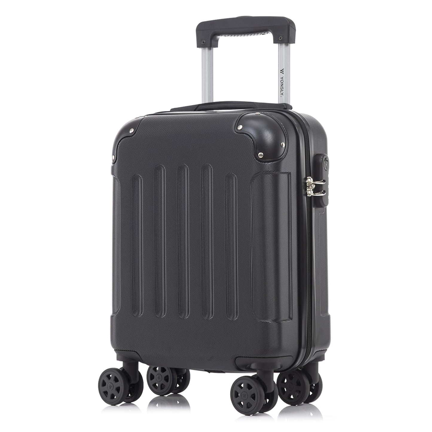 YONSLY® Suitcase, Trolley Travel Suitcase, Rolling Carry-on Luggage with 4 360° Wheels, ABS Hardshell, Security Lock, Soft Rubber Handle, 210D Lining