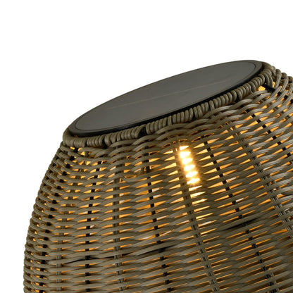 LQWELL® Solar Lantern for Outdoor Use, 2-in-1 Solar & USB Charging, Solar Table Lamp, Rattan Indoor Decorative Night Light with Charging Cable for Garden, Balcony, Camping, Bedroom
