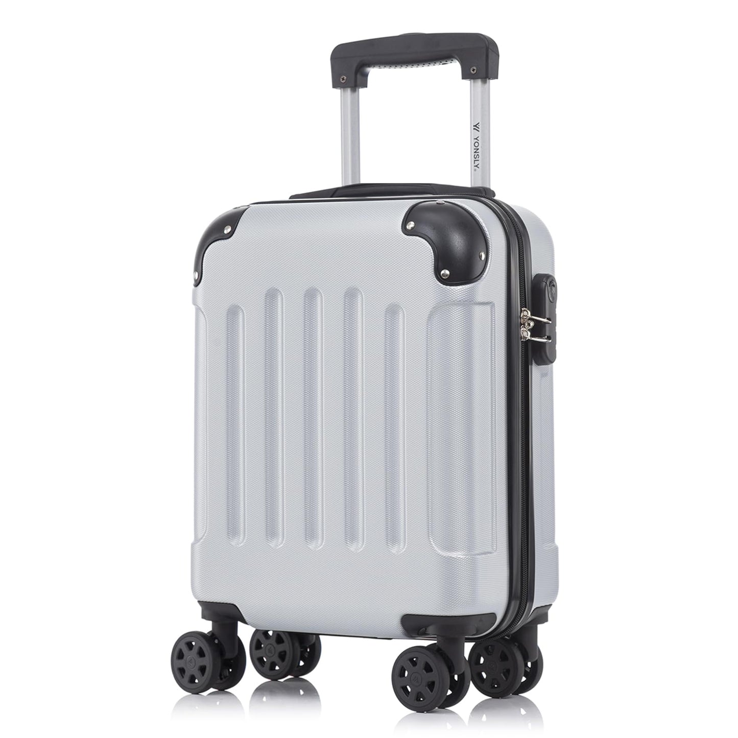 YONSLY® Suitcase, Trolley Travel Suitcase, Rolling Suitcase Carry-On with 4 360° Wheels, Hardshell Travel Suitcase, Combination Lock, Soft Rubber Handle