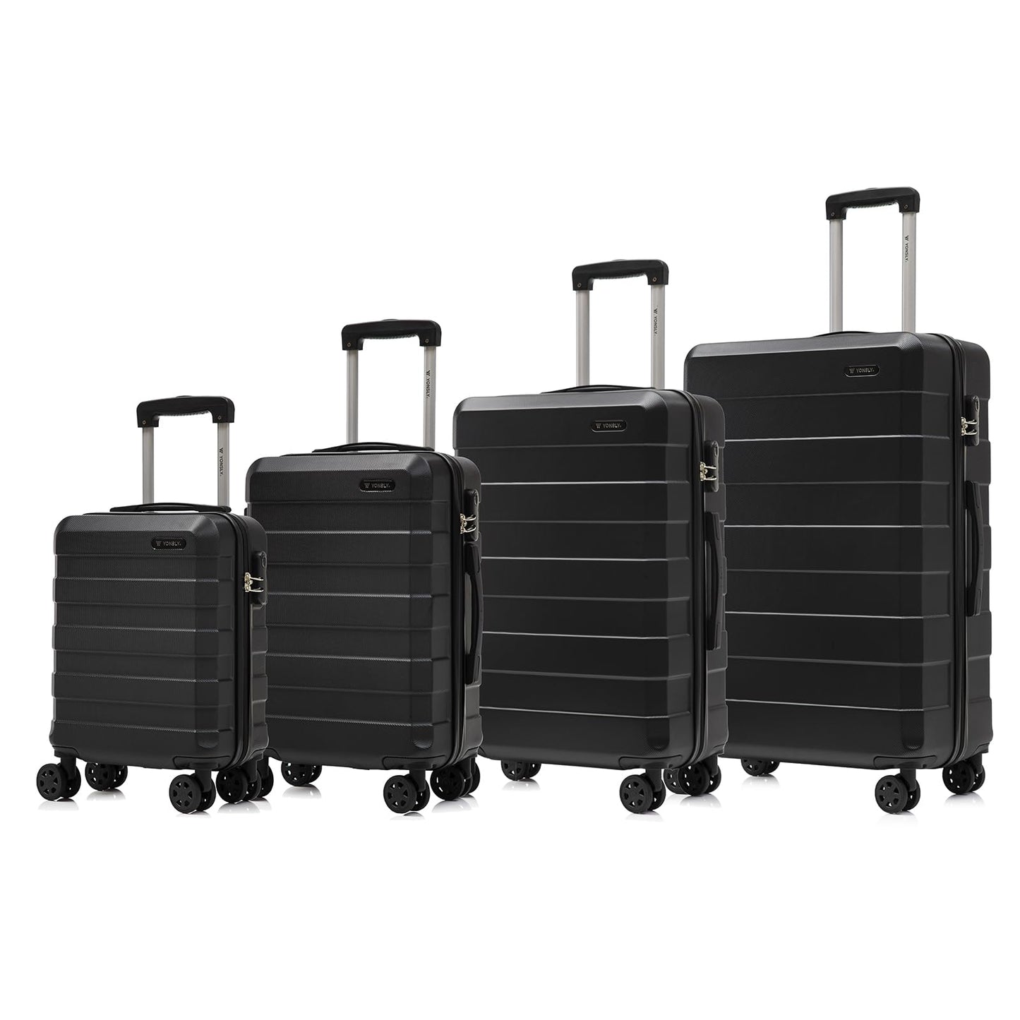 yonsly Trolley Reisekoffer Set, Rollkoffer Handgepäck, Kofferset, Gepäckset Travel Suitcase Hartschalenreisekoffer mit 4 Rollen 360°, Zahlenschloss, Weicher Gummigriff (4er Set, S,M,L&XL)