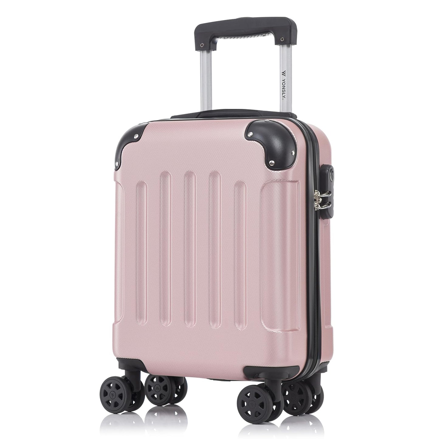 YONSLY® Suitcase, Trolley Travel Suitcase, Rolling Carry-on Luggage with 4 360° Wheels, ABS Hardshell, Security Lock, Soft Rubber Handle, 210D Lining
