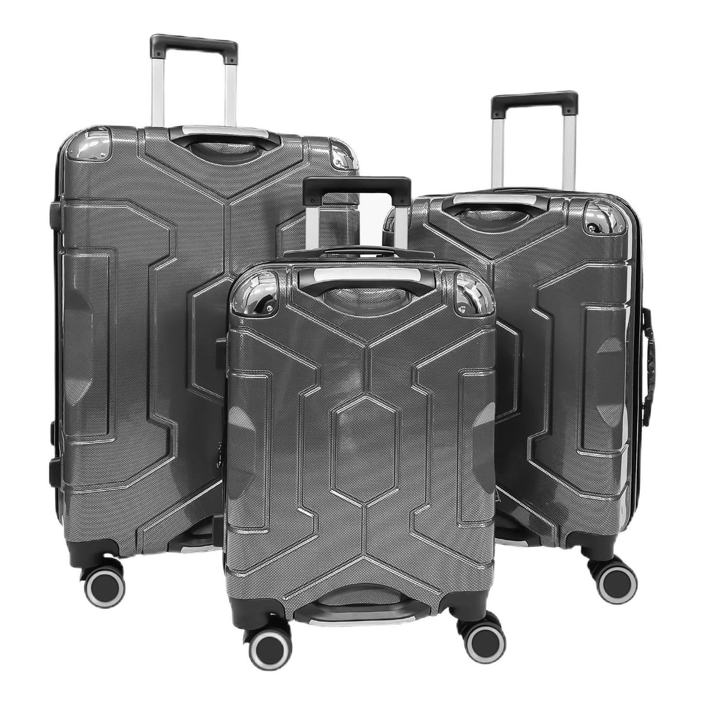 YONSLY® Koffer Suitcase Set, Trolley Reisekoffer, Rollkoffer Handgepäck mit 4 Rollen 360°, ABS Hartschalen, Sicherheitsschloss, Weicher Gummigriff, 210D-Futter (3er Set, M,L&XL)