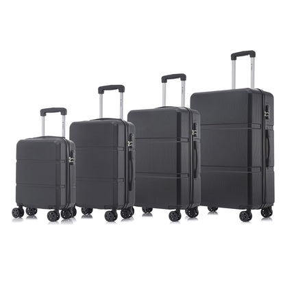YONSLY® Trolley Suitcase Set, Carry-On Suitcase, Luggage Set with 4 360° Wheels, Hard-Shell Suitcase, Combination Lock, Soft Rubber Handle (4-Piece Set, S, M, L & XL)