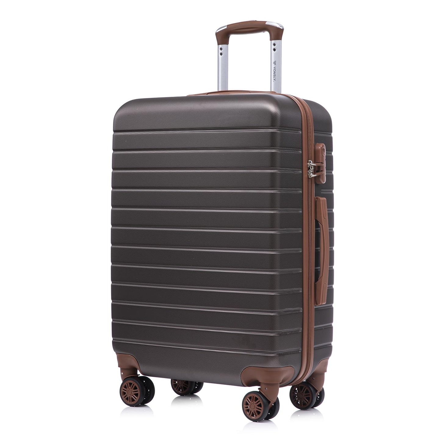 YONSLY® Travel Suitcase Trolley Rolling Luggage Carry-on Set, Cabin Suitcase, Hardshell Suitcase with 4 360° Wheels, Combination Lock, Soft Rubber Handle