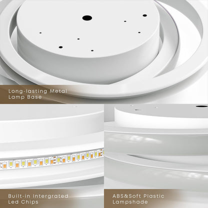 LQWELL® Modern LED Ceiling Light, 40cm 2-Ring Design Ceiling Lamp, 48W made of Metal and Acrylic, IP44 Waterproof for Bedroom, Living Room, Bathroom, Kitchen, Basement and Office, available in 3000K, 4000K and 6500K