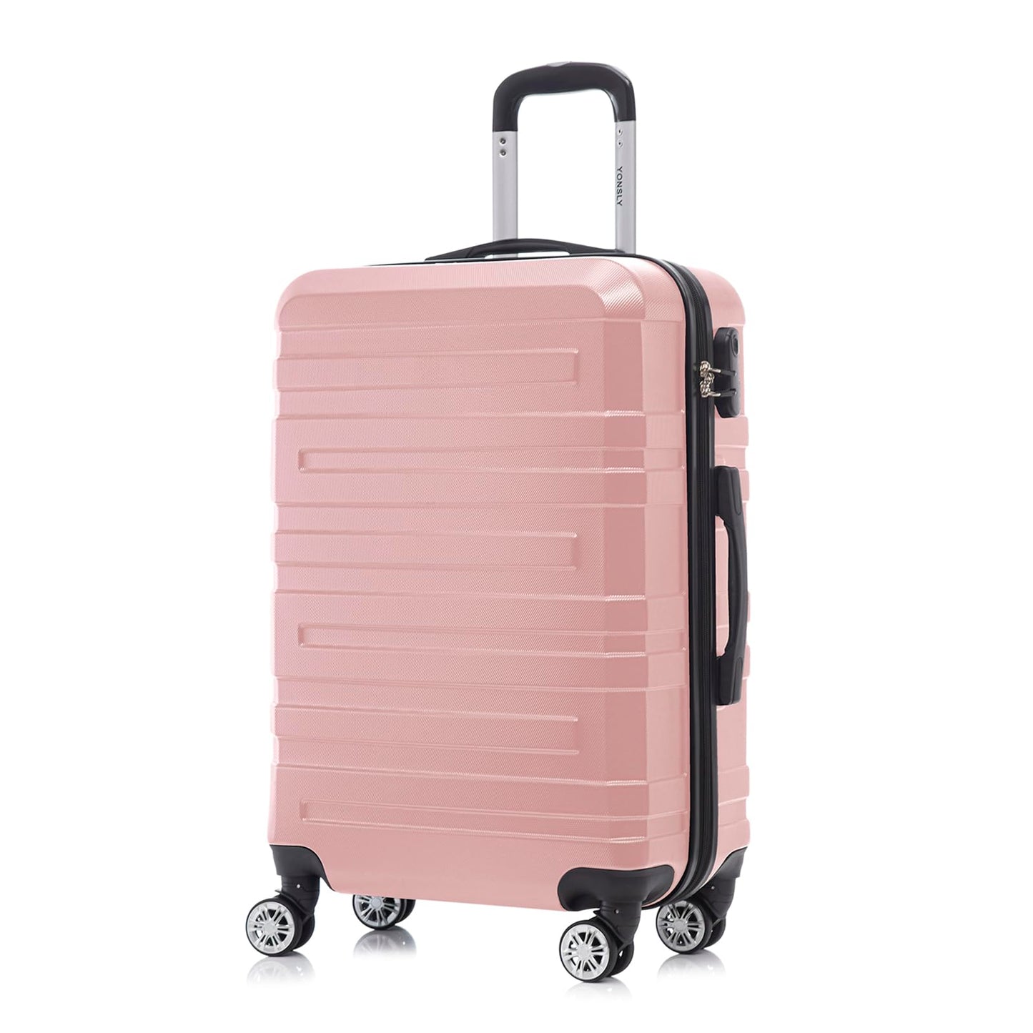 YONSLY® Travel Suitcase Trolley, Rolling Luggage Carry-on Set, Cabin Suitcase, Travel Suitcase with 4 360° Wheels, Combination Lock, Soft Rubber Handle, Hardside Travel Suitcase