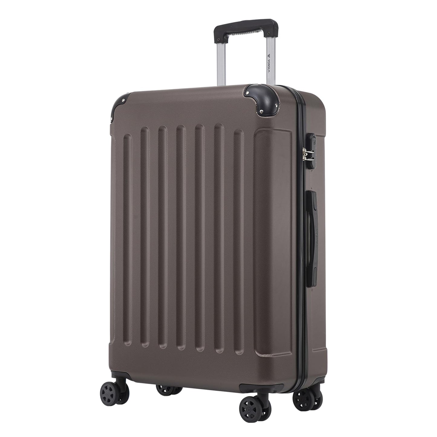 YONSLY® Trolley Suitcase, Travel Suitcase, Carry-On Suitcase, Hardshell Suitcase with 4 360° Wheels, Combination Lock, Soft Rubber Handle for Travel, Camping