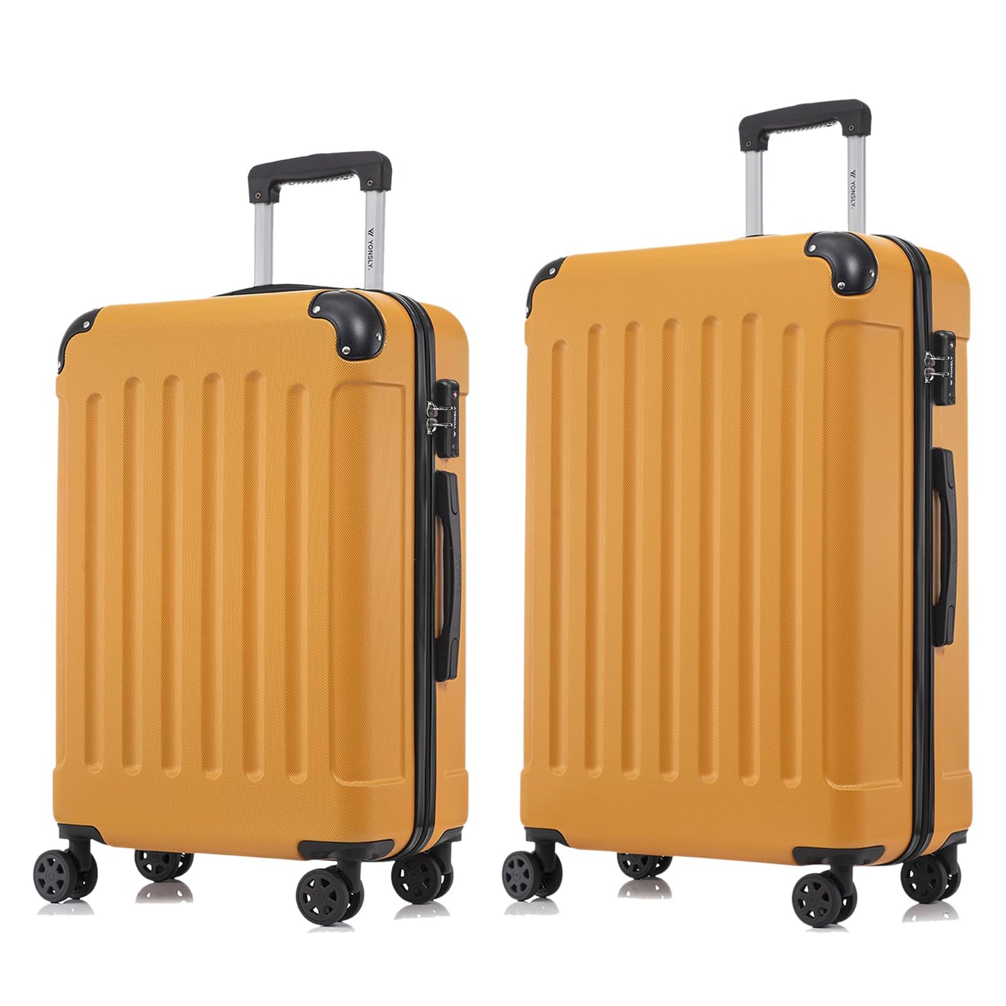 YONSLY® Premium Travel Suitcase TSA Lock, YKK Zipper Hardshell Suitcase Trolley Cabin Suitcase Rolling Suitcase Hand Luggage 4 Wheels (L-XL-Set)