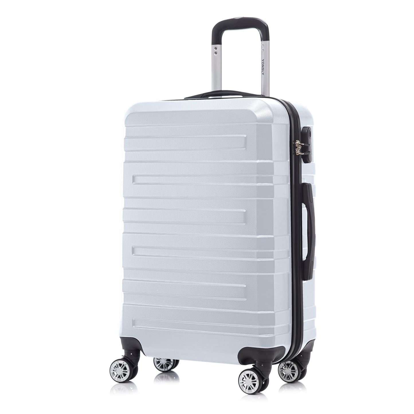 YONSLY® Travel Suitcase Trolley, Rolling Luggage Carry-on Set, Cabin Suitcase, Travel Suitcase with 4 360° Wheels, Combination Lock, Soft Rubber Handle, Hardside Travel Suitcase