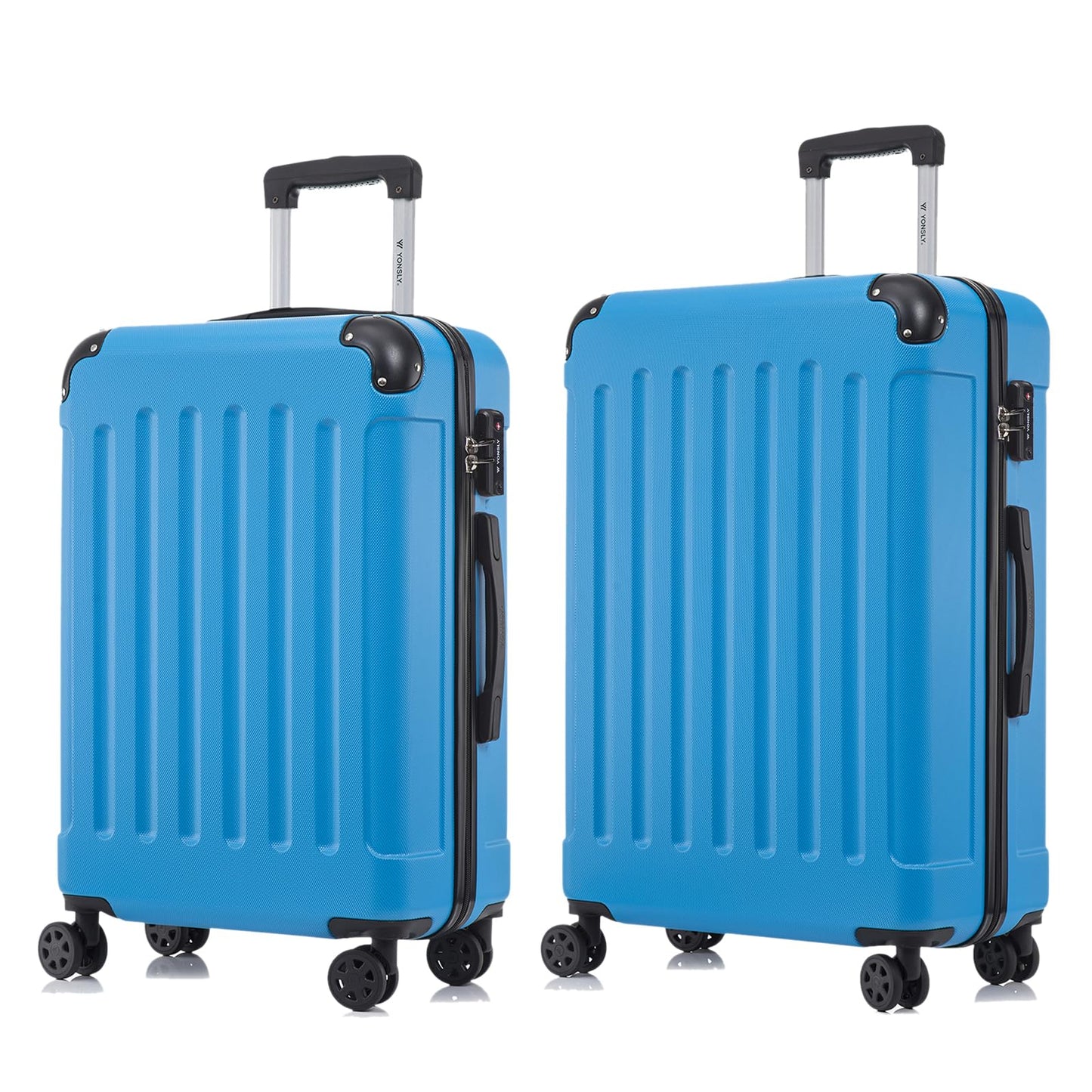 YONSLY® Premium Travel Suitcase TSA Lock, YKK Zipper Hardshell Suitcase Trolley Cabin Suitcase Rolling Suitcase Hand Luggage 4 Wheels (L-XL-Set)