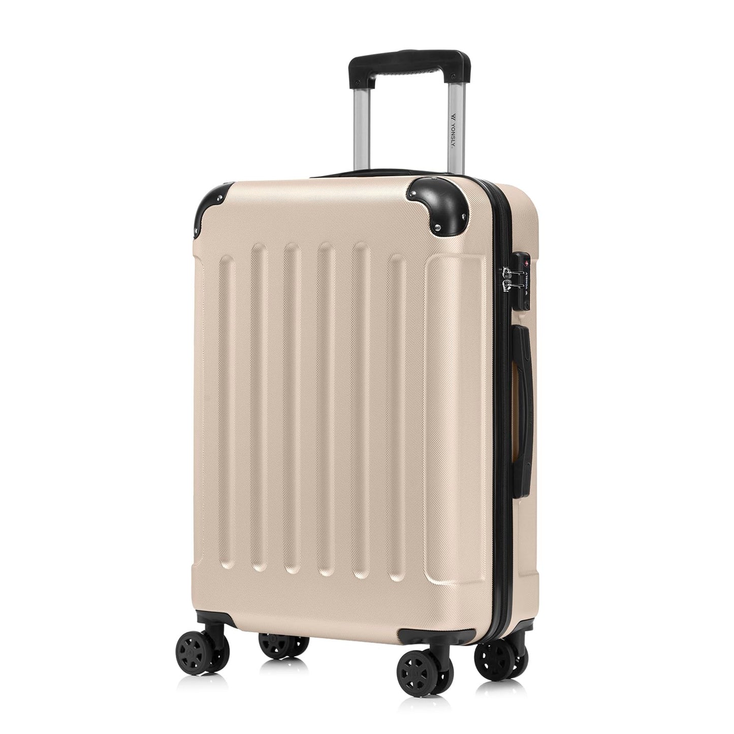 YONSLY® Premium Travel Suitcase TSA Lock, YKK Zipper Hardshell Suitcase Trolley Cabin Suitcase Rolling Suitcase Hand Luggage 4 Wheels