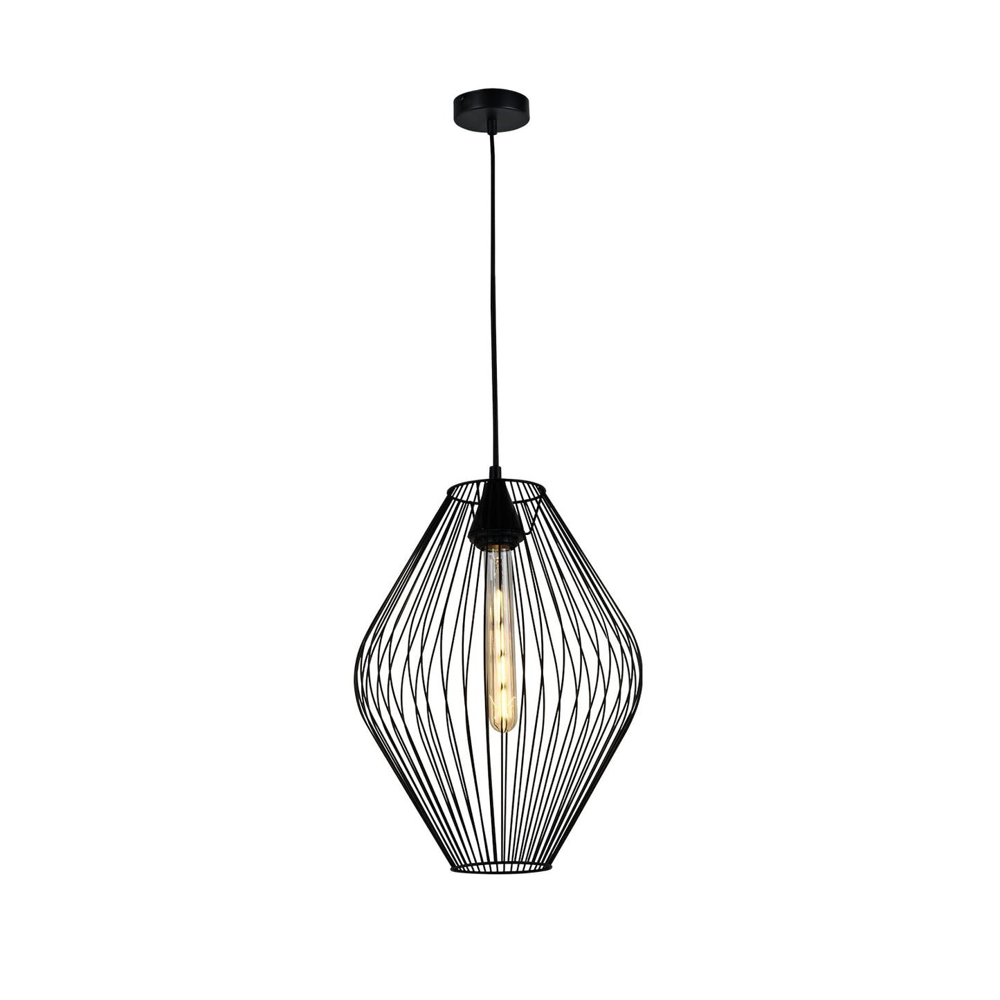 LQWELL® Retro Pendelleuchte E27 Hängeleuchte, Vintage Pendellampe Hängelampe Modern Industrielle Deckenlampe für Küche Wohnzimmer Schlafzimmer Esszimmer, 1,5 M höhenverstellbar, Schwarz