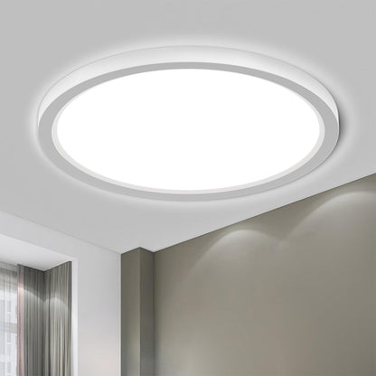 LQWELL® Modern LED Ceiling Light, Flat Round Bathroom Lamp 600×25mm, 50W IP44 Waterproof for Living Room, Bathroom, Bedroom, Kitchen, Balcony and Basement, Selectable Color Temperature (3000K/4000K/6000K)