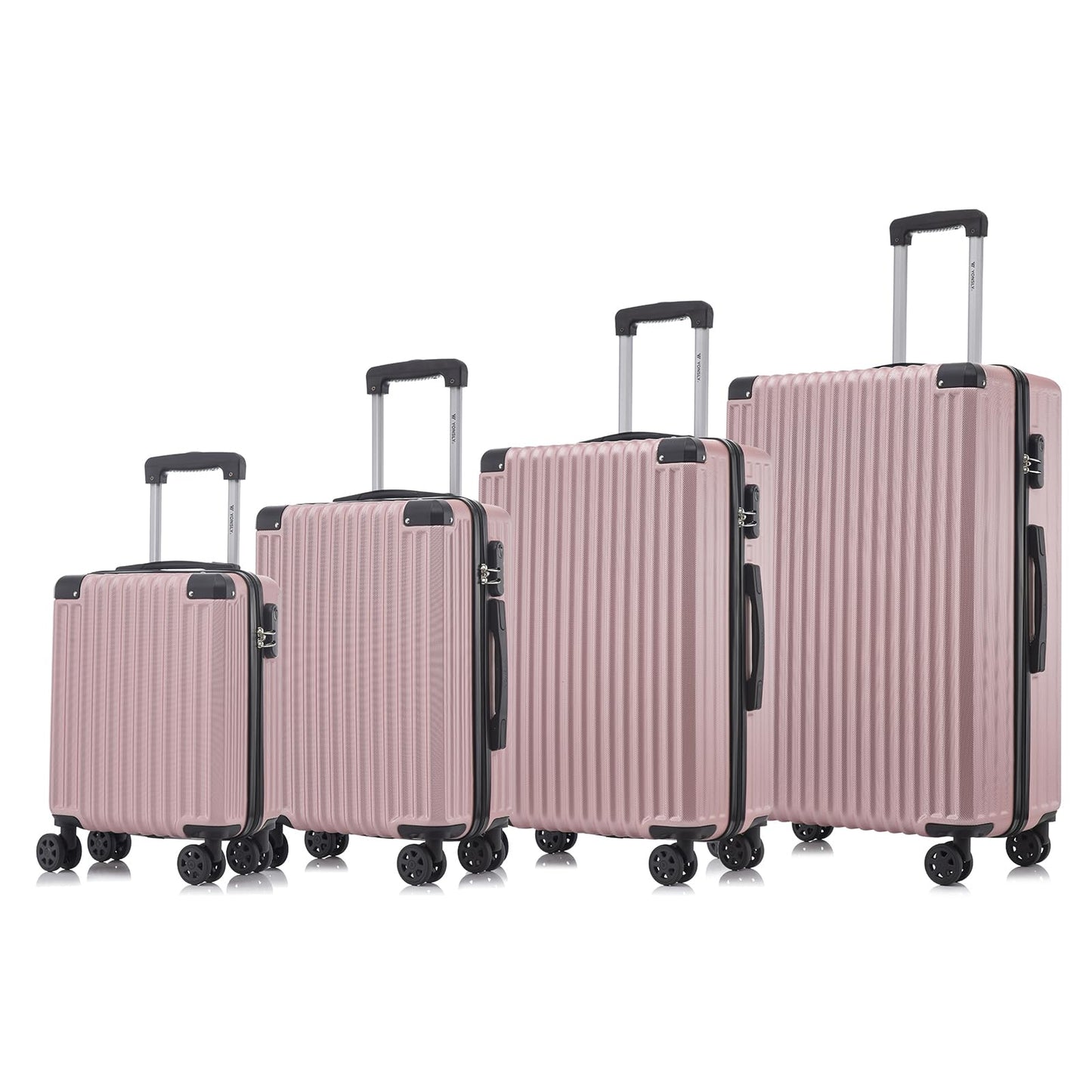 YONSLY® Trolley Luggage Suitcase Set, Roller Suitcase Carry-On, Luggage Set Hard-Shell Suitcase with 4 360° Wheels, Combination Lock, Soft Rubber Handle (4-Piece Set, S,M,L&XL)