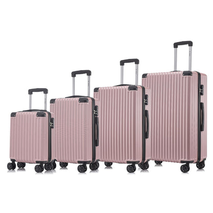 YONSLY® Trolley Luggage Suitcase Set, Roller Suitcase Carry-On, Luggage Set Hard-Shell Suitcase with 4 360° Wheels, Combination Lock, Soft Rubber Handle (4-Piece Set, S,M,L&XL)