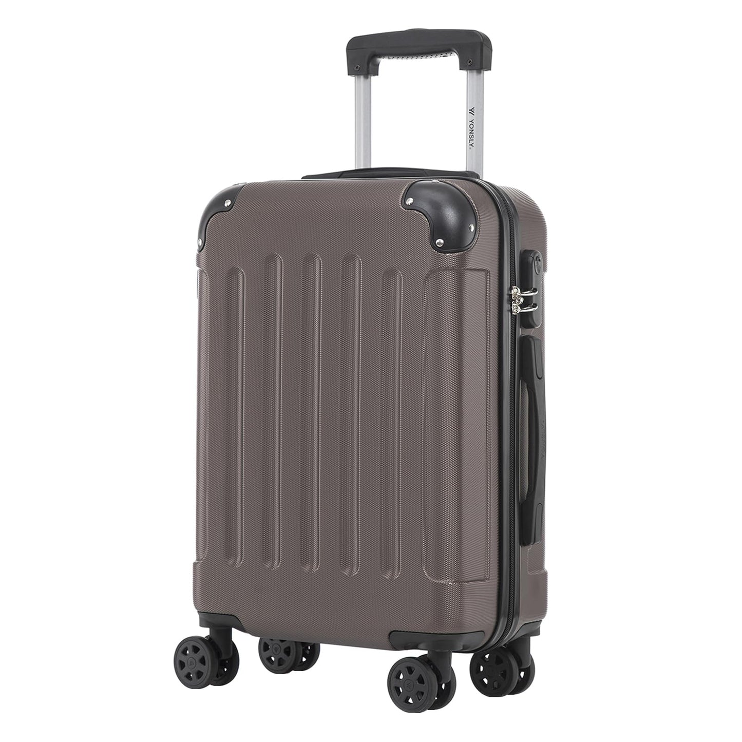 YONSLY® Trolley Suitcase, Travel Suitcase, Carry-On Suitcase, Hardshell Suitcase with 4 360° Wheels, Combination Lock, Soft Rubber Handle for Travel, Camping