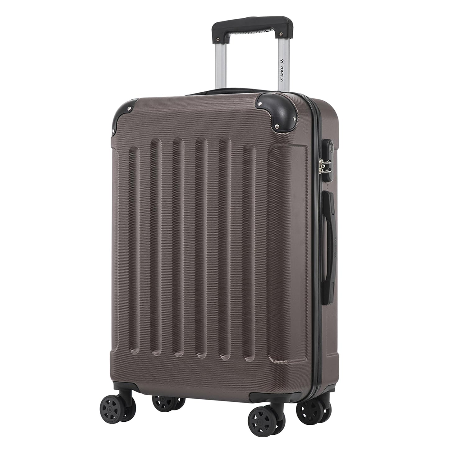 YONSLY® Trolley Suitcase, Travel Suitcase, Carry-On Suitcase, Hardshell Suitcase with 4 360° Wheels, Combination Lock, Soft Rubber Handle for Travel, Camping