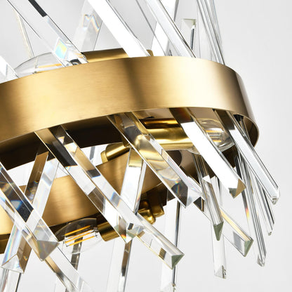 LQWELL® Kronleuchter 6-Licht E14, Industrie Chandelier, Modern Pendelleuchte Hängeleuchte für Wohnzimmer Schlafzimmer Esszimmer Gang Cafés Bar Studio, Kristall Deckenlampe, Champagner Gold