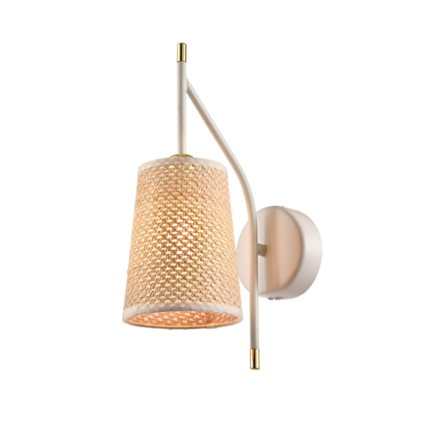 LQWELL® Retro Vintage Wandleuchte E14, Wandlampe Innen mit Stoffschirm, Schwarz/Beige Imitatgold, Beleuchtung für Schlafzimmer Wohnzimmer Hotel, Keine Glühbirne