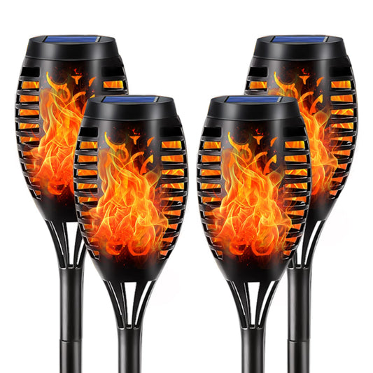 LQWELL® Solar Lights Solar Torch Light for Outdoor Garden 4 Pack 12 LED Solar Lamp with Realistic Flame Effect IP65 Waterproof Garden Torches Solar Path Backyards Lawn Lighting