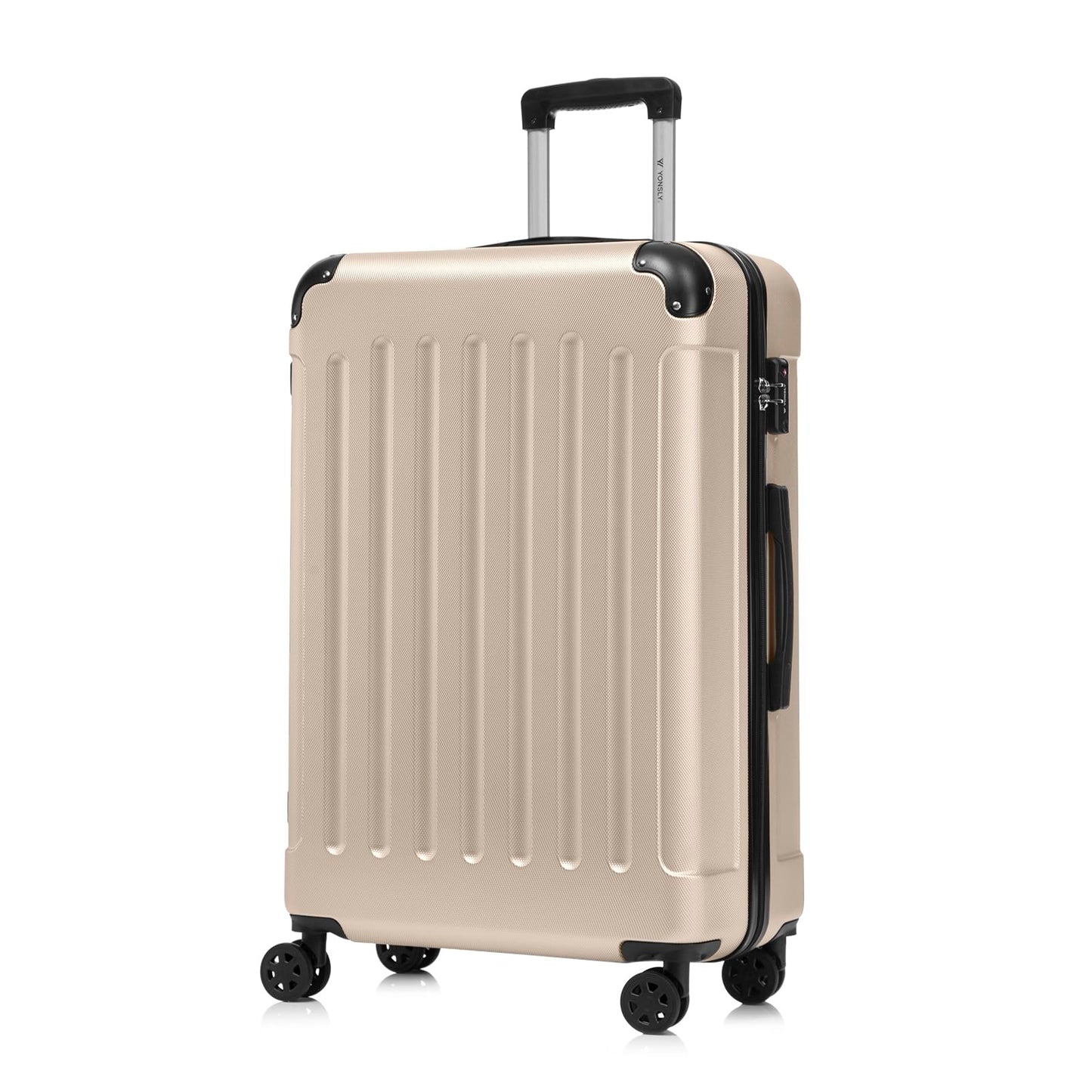 YONSLY® Premium Travel Suitcase TSA Lock, YKK Zipper Hardshell Suitcase Trolley Cabin Suitcase Rolling Suitcase Hand Luggage 4 Wheels