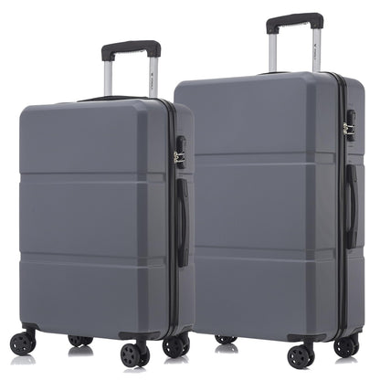 YONSLY® Trolley Suitcase, Carry-On Luggage with 4 360° Spinner Wheels, Hardshell Suitcase, Combination Lock, Soft Rubber Handle (Set of 2, L&XL)