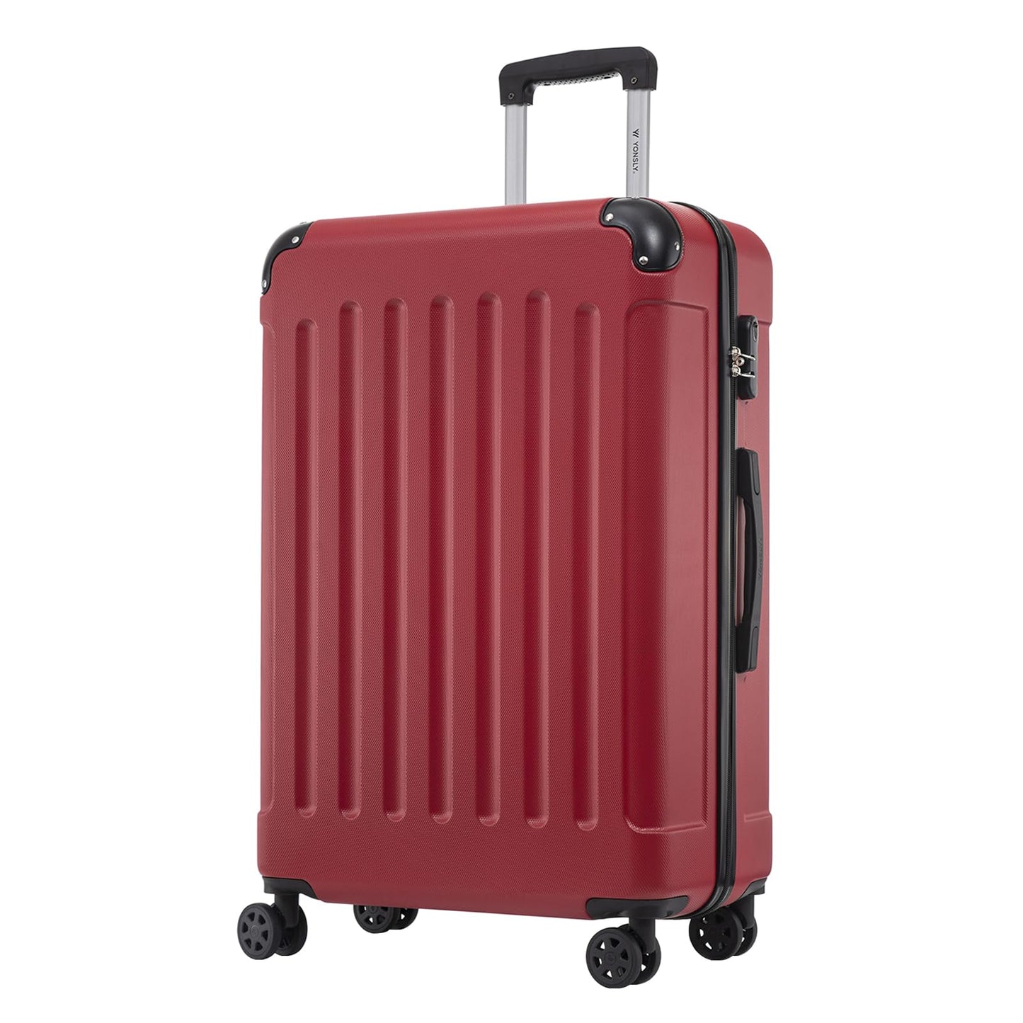 YONSLY® Trolley Suitcase, Travel Suitcase, Carry-On Suitcase, Hardshell Suitcase with 4 360° Wheels, Combination Lock, Soft Rubber Handle for Travel, Camping