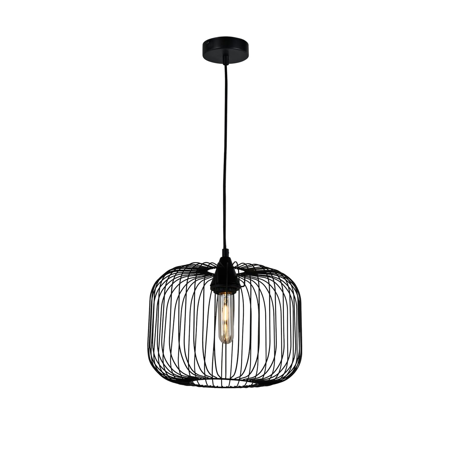 LQWELL® Pendelleuchte E27 Hängeleuchte, Retro Vintage Pendellampe Hängelampe Laternenform Vogelkäfigform Modern Industrielle Deckenlampe für Küche Wohnzimmer 1,5 M höhenverstellbar, Schwarz