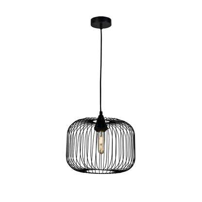 LQWELL® Pendelleuchte E27 Hängeleuchte, Retro Vintage Pendellampe Hängelampe Laternenform Vogelkäfigform Modern Industrielle Deckenlampe für Küche Wohnzimmer 1,5 M höhenverstellbar, Schwarz