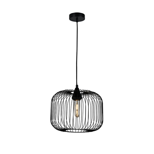 LQWELL® E27 Pendant Light, Retro Vintage Pendant Lamp Hanging Lamp Lantern Shape Birdcage Shape Modern Industrial Ceiling Lamp for Kitchen Living Room 1.5 M Height Adjustable, Black