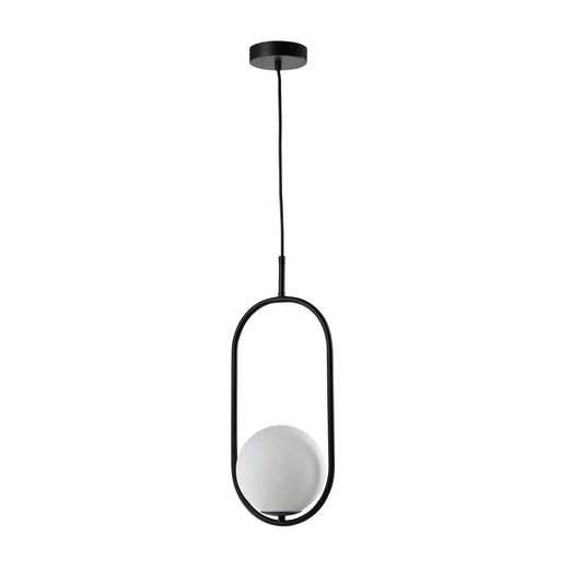 LQWELL® Globe Pendant Light G9 Hanging Lamp, Mid-Century Modern Pendant Lamp Chandelier Sphere Glass Lampshade for Kitchen Living Room Bedroom Dining Room, Metal Ceiling Lamp