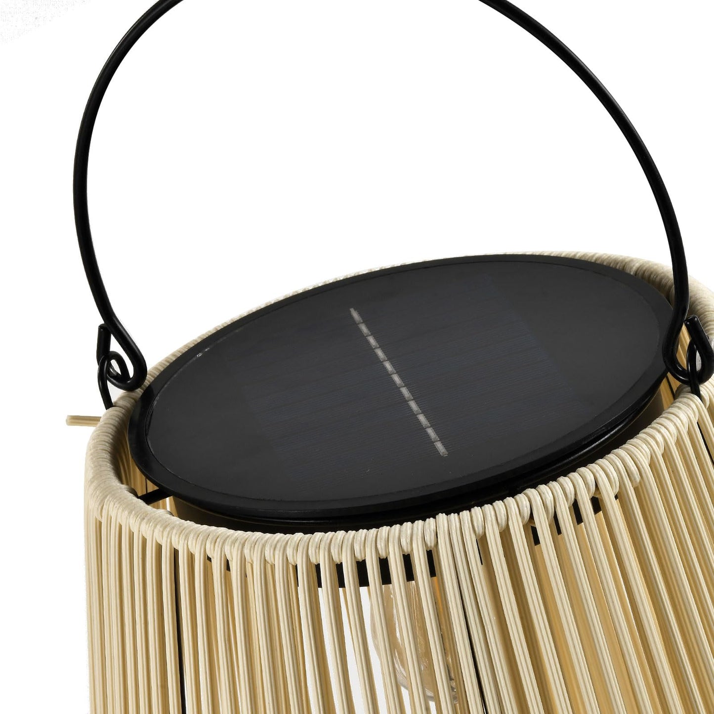LQWELL® Solar Lantern for Outdoor, 2-in-1 Solar & USB Charging, Solar Lamps Table Lamp, Rattan Indoor Decorative Night Light with Charging Cable for Garden, Balcony, Camping, Bedroom